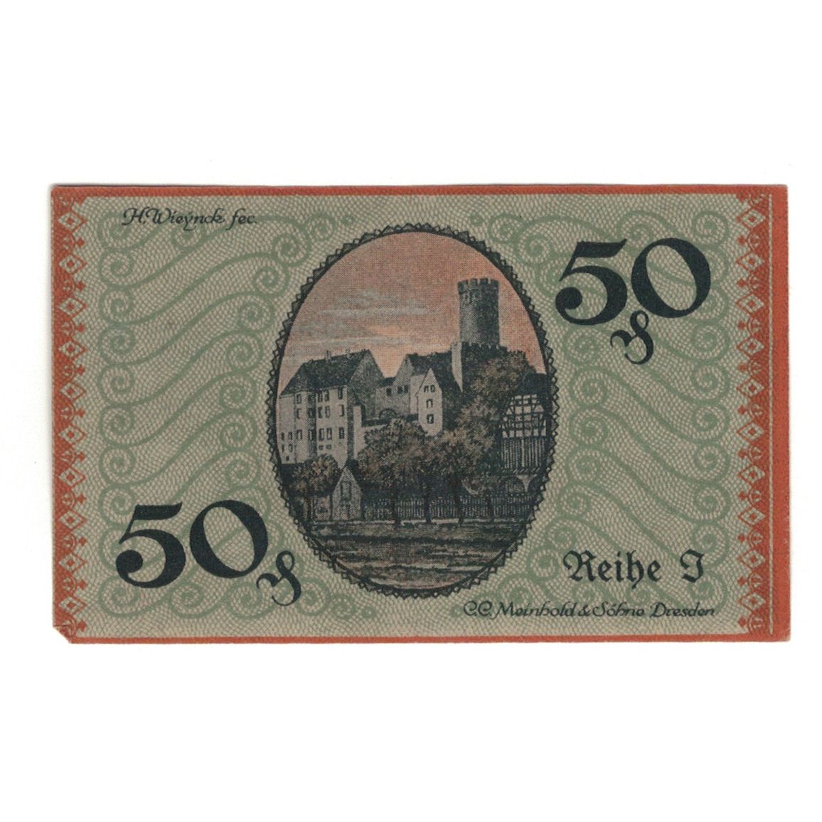 Banconote, Germania, Borna Amtshauptmannschaft, 50 Pfennig, village, 1919