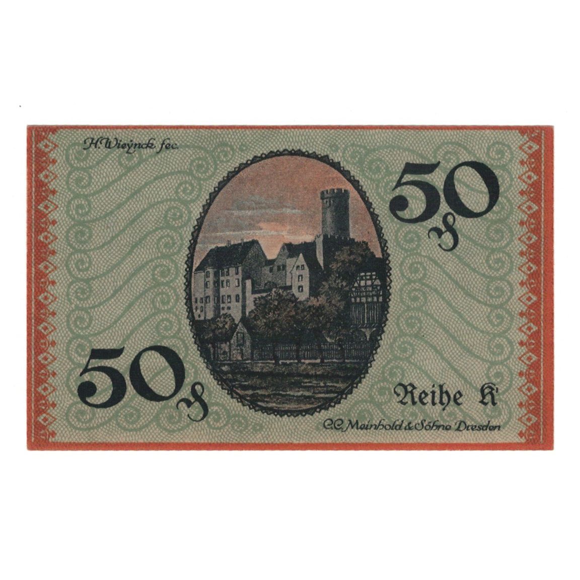 Banknot, Niemcy, Borna Amtshauptmannschaft, 50 Pfennig, Village 3, 1919