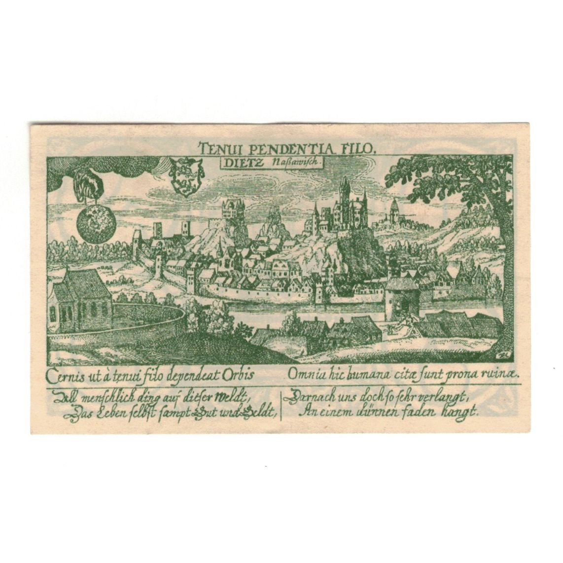 Banknot, Niemcy, Diez Stadt, 10 Pfennig, village, 1920, AU(55-58), Mehl:D15.6