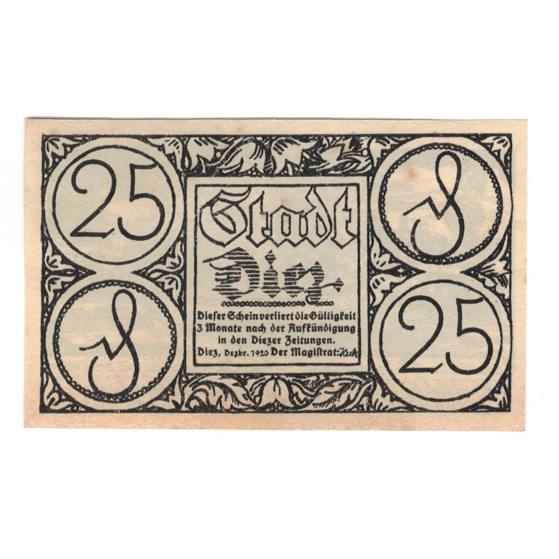 Billete, Alemania, Diez Stadt, 25 Pfennig, Village 3, 1920, EBC, Mehl:D15.6