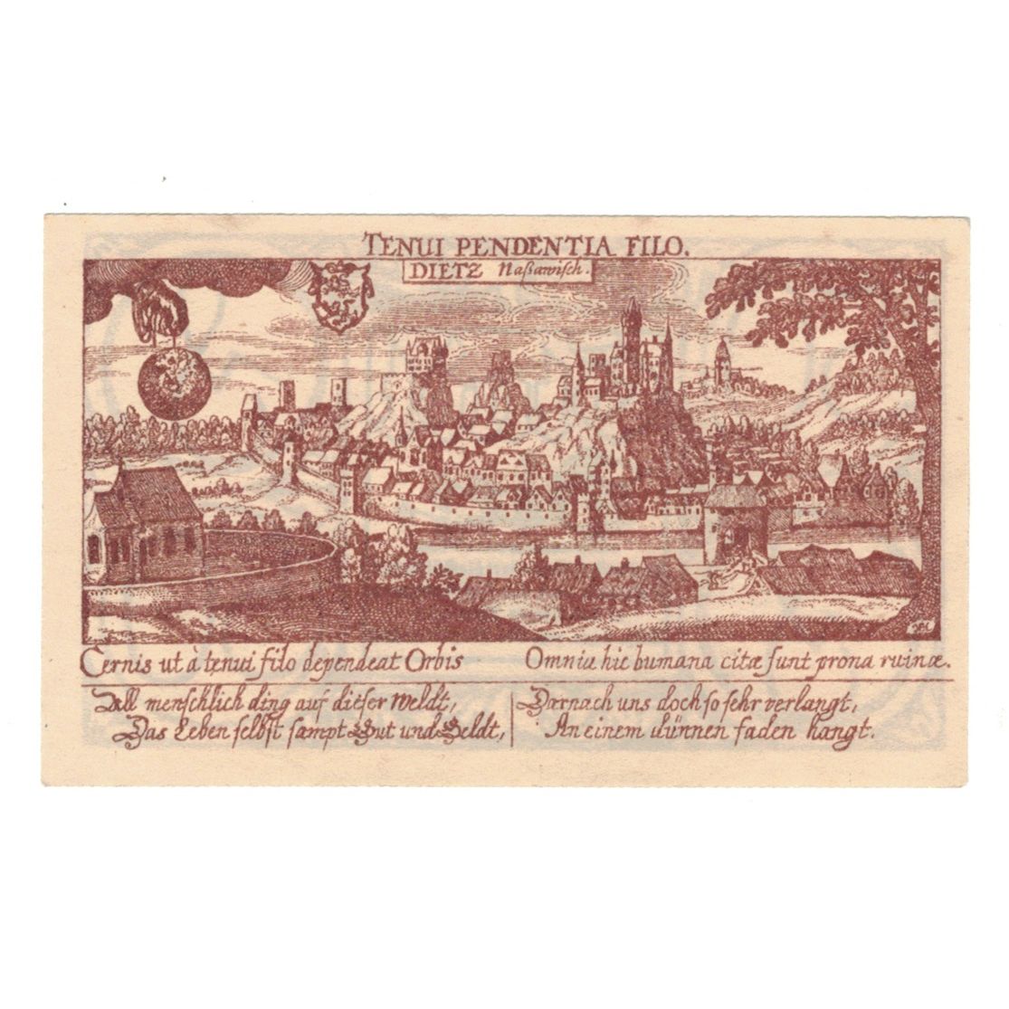 Banknot, Niemcy, Diez Stadt, 50 Pfennig, village, 1920, AU(55-58), Mehl:D15.6