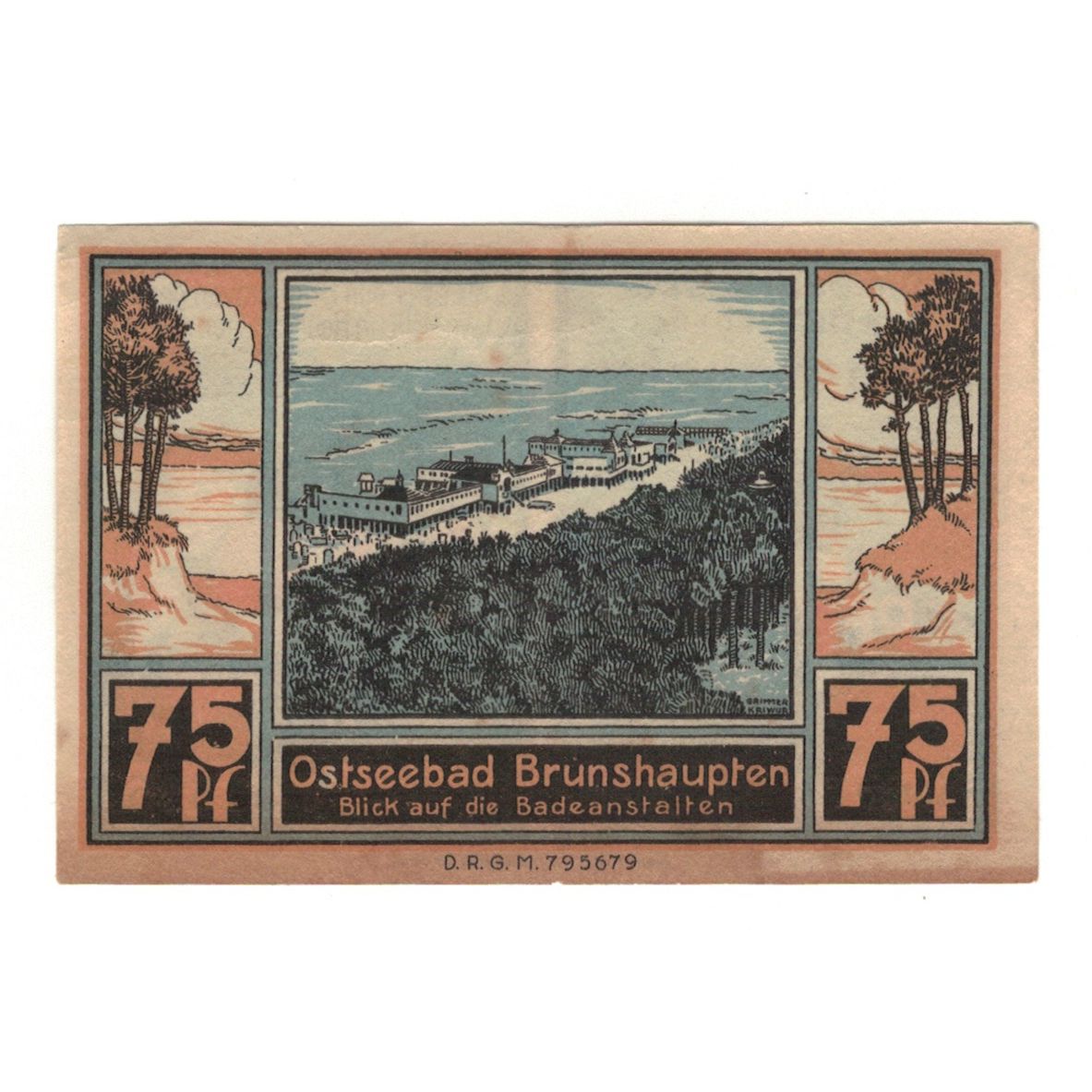 Banknot, Niemcy, Brunshaupten, 75 Pfennig, plage 1, 1922, UNC(60-62)
