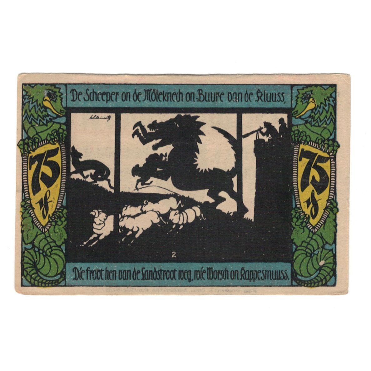 Nota, Alemanha, Geldern Stadt, 75 Pfennig, dragon, 1922, 1922-05-01, UNC(60-62)