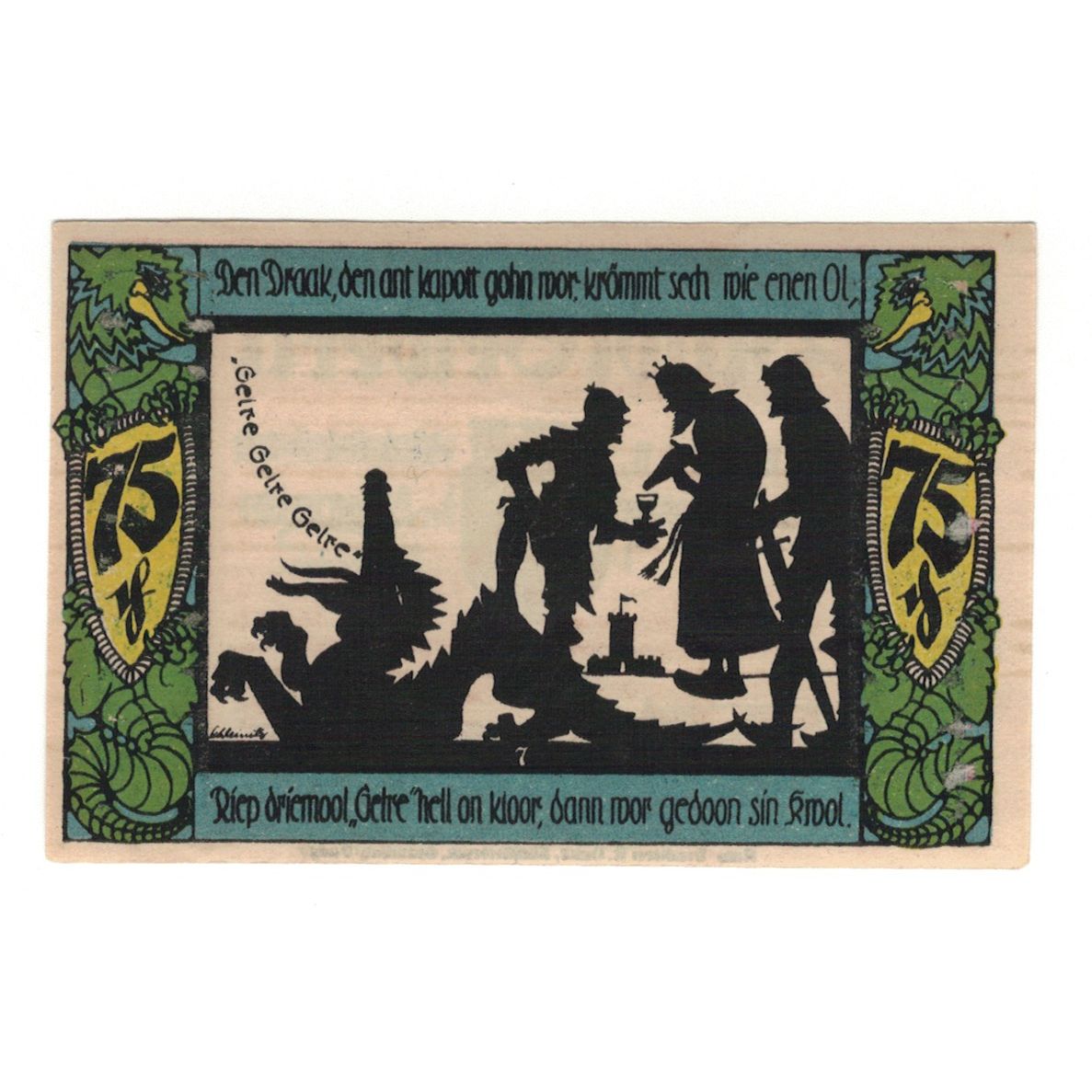 Banknote, Germany, Geldern Stadt, 75 Pfennig, dragon, 1922, 1922-05-01