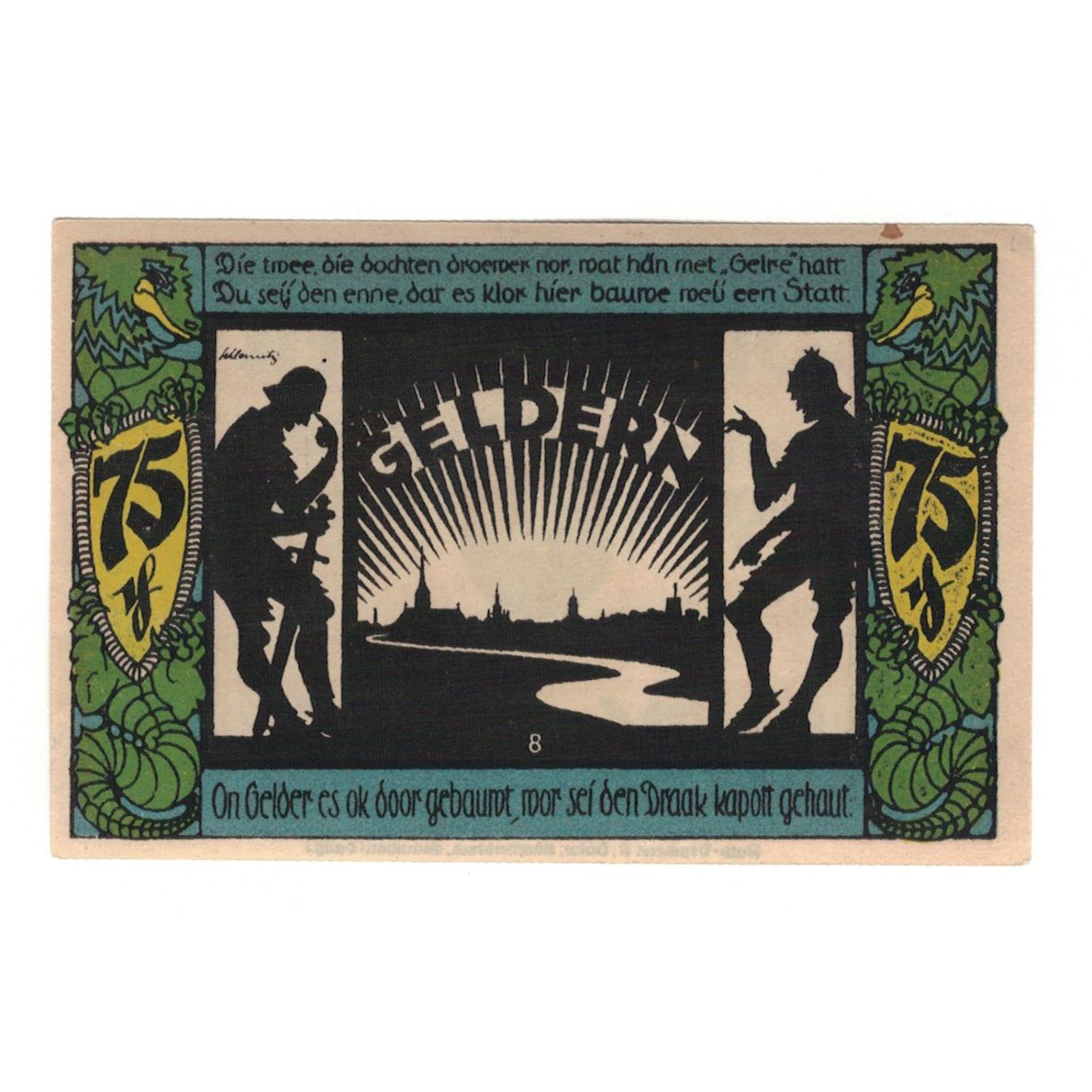Banknot, Niemcy, Geldern Stadt, 75 Pfennig, personnage, 1922, 1922-05-01