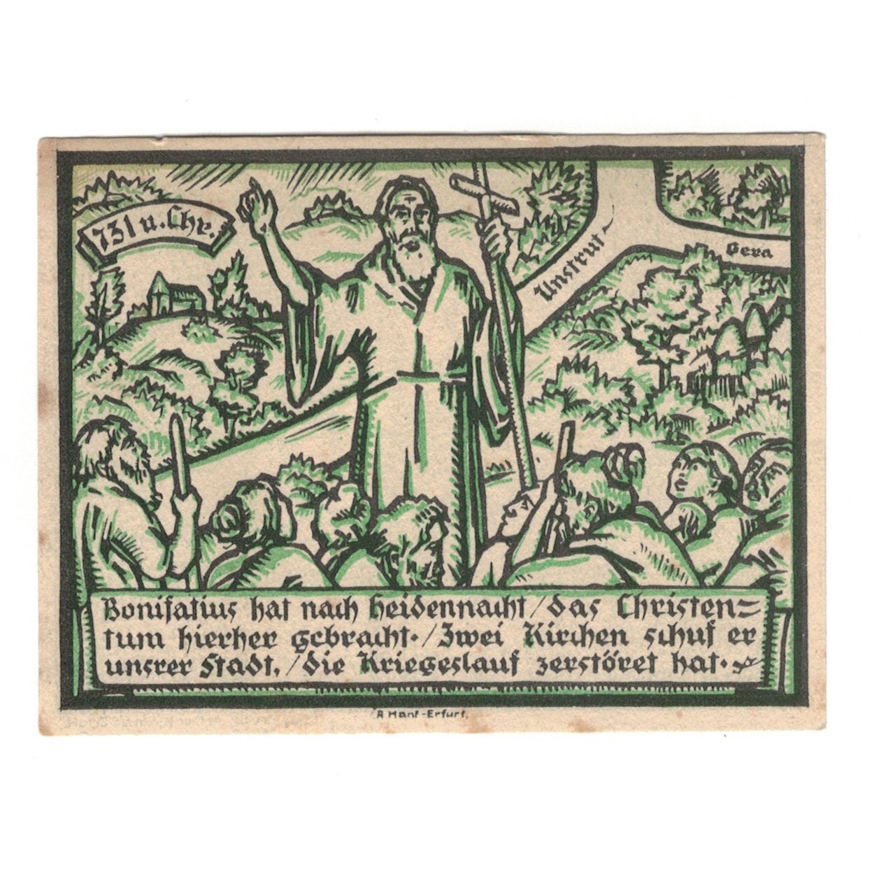 Banknot, Niemcy, Gebesee Stadt, 25 Pfennig, village, 1921, 1921-10-14