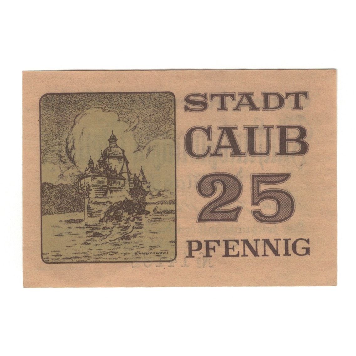 Geldschein, Deutschland, Caub Stadt, 25 Pfennig, Maison, 1920, VZ+, Mehl:C10.1a
