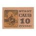 Geldschein, Deutschland, Caub Stadt, 10 Pfennig, Maison, 1920, VZ+, Mehl:C10.1a