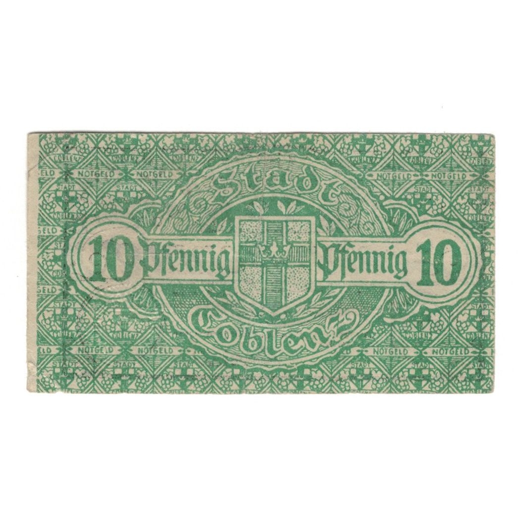 Banknot, Niemcy, Coblenz Stadt, 10 Pfennig, valeur faciale 1, 1920, UNC(60-62)