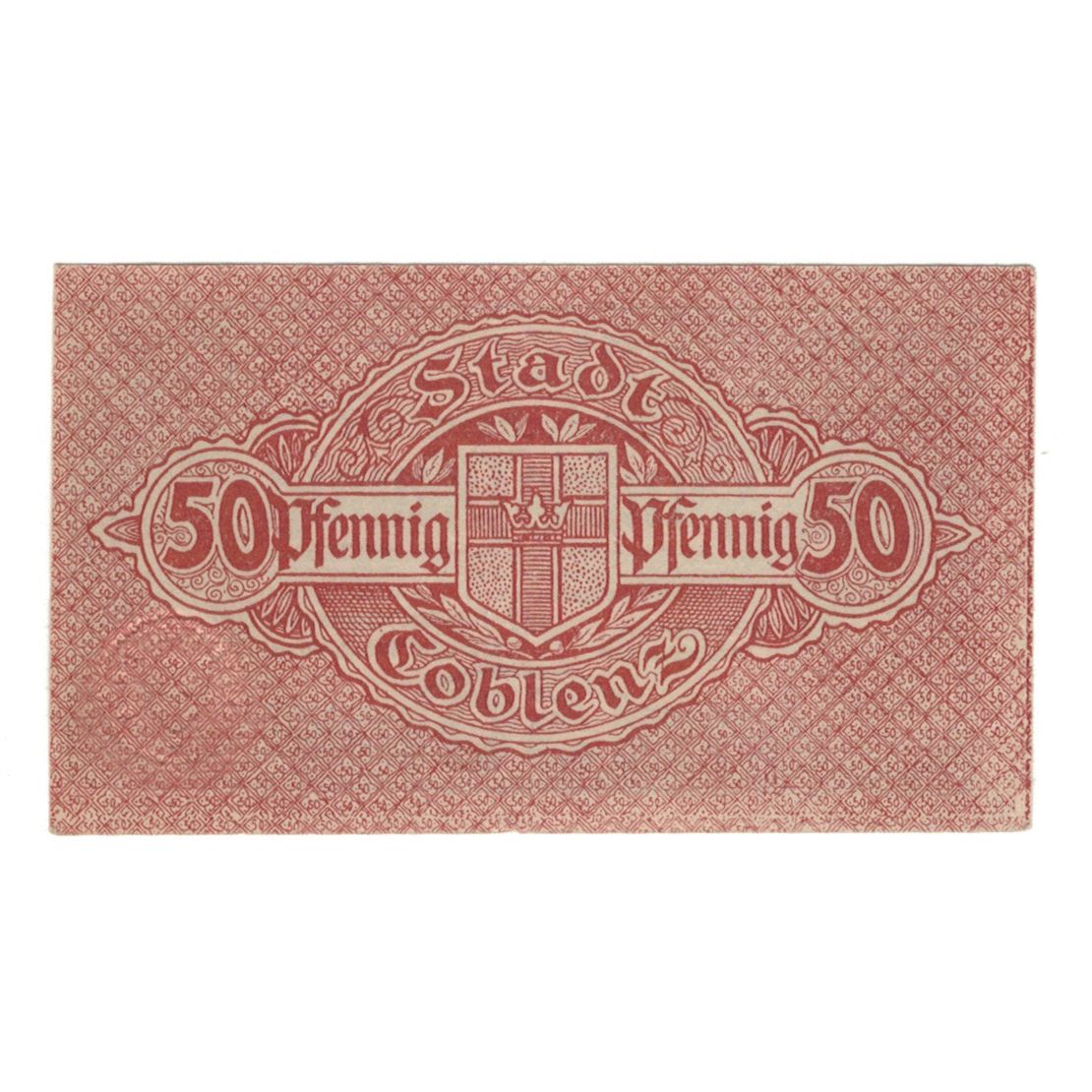 Banknot, Niemcy, Coblenz Stadt, 50 Pfennig, valeur faciale 1, 1920, UNC(60-62)