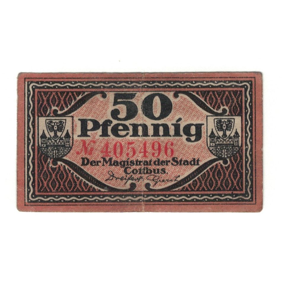Banknot, Niemcy, Cottbus Stadt, 50 Pfennig, valeur faciale, 1918, 1918-12-31
