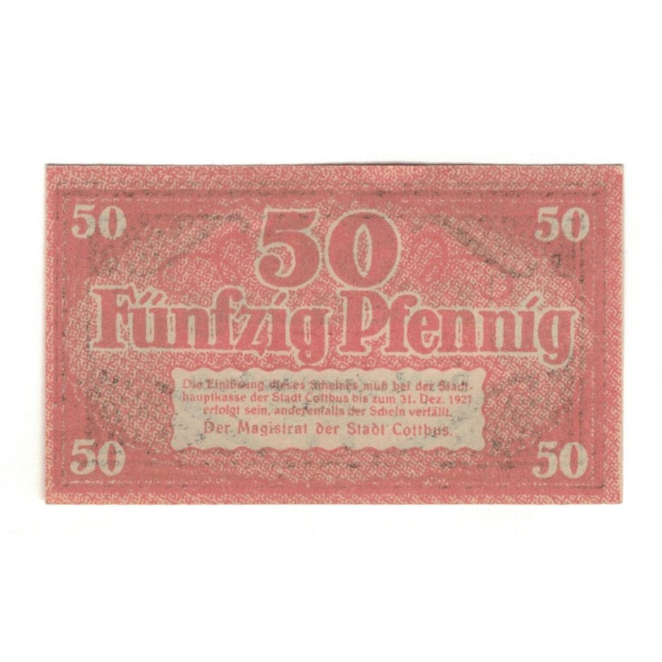 Billete, Alemania, Cottbus Stadt, 50 Pfennig, valeur faciale 1, 1918