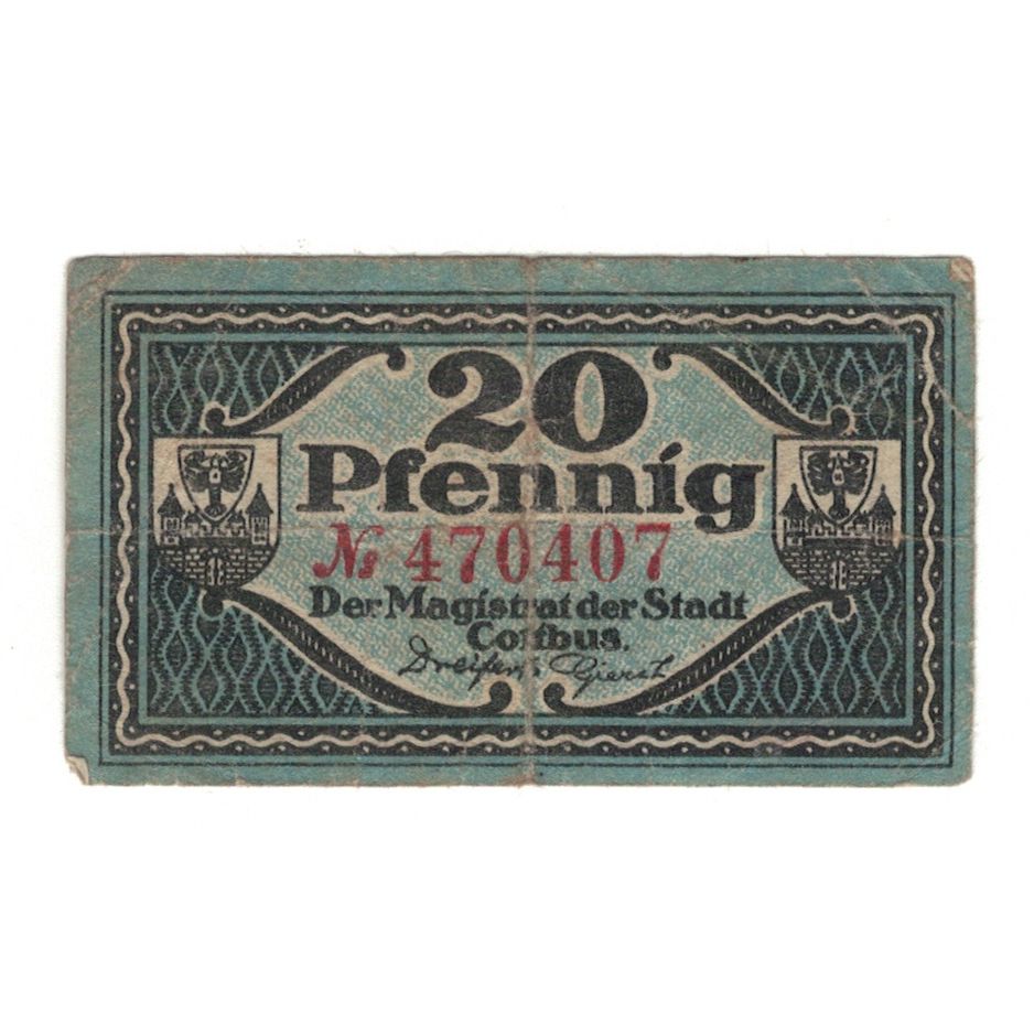 Banknot, Niemcy, Cottbus Stadt, 20 Pfennig, valeur faciale 1, 1918, 1918-12-31