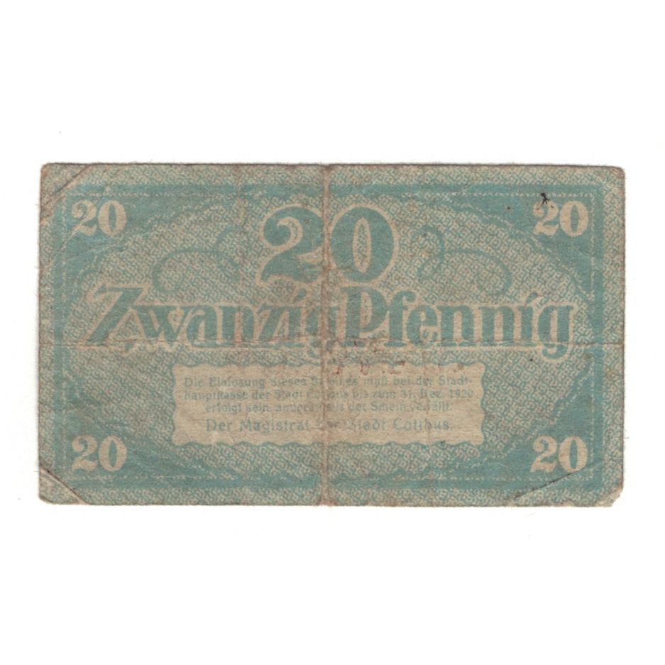 Banknot, Niemcy, Cottbus Stadt, 20 Pfennig, valeur faciale 1, 1918, 1918-12-31