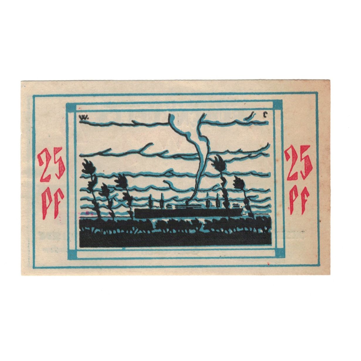 Banknot, Niemcy, Bullenkuhlen Gemeinde, 25 Pfennig, paysage, 1921, 1921-12-31