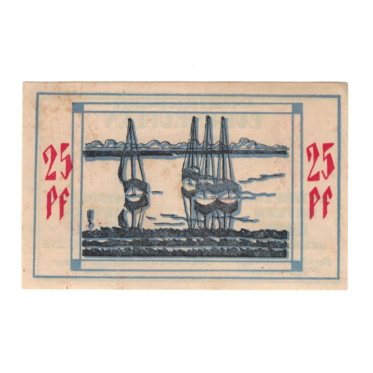 Geldschein, Deutschland, Bullenkuhlen Gemeinde, 25 Pfennig, paysage 1, 1921