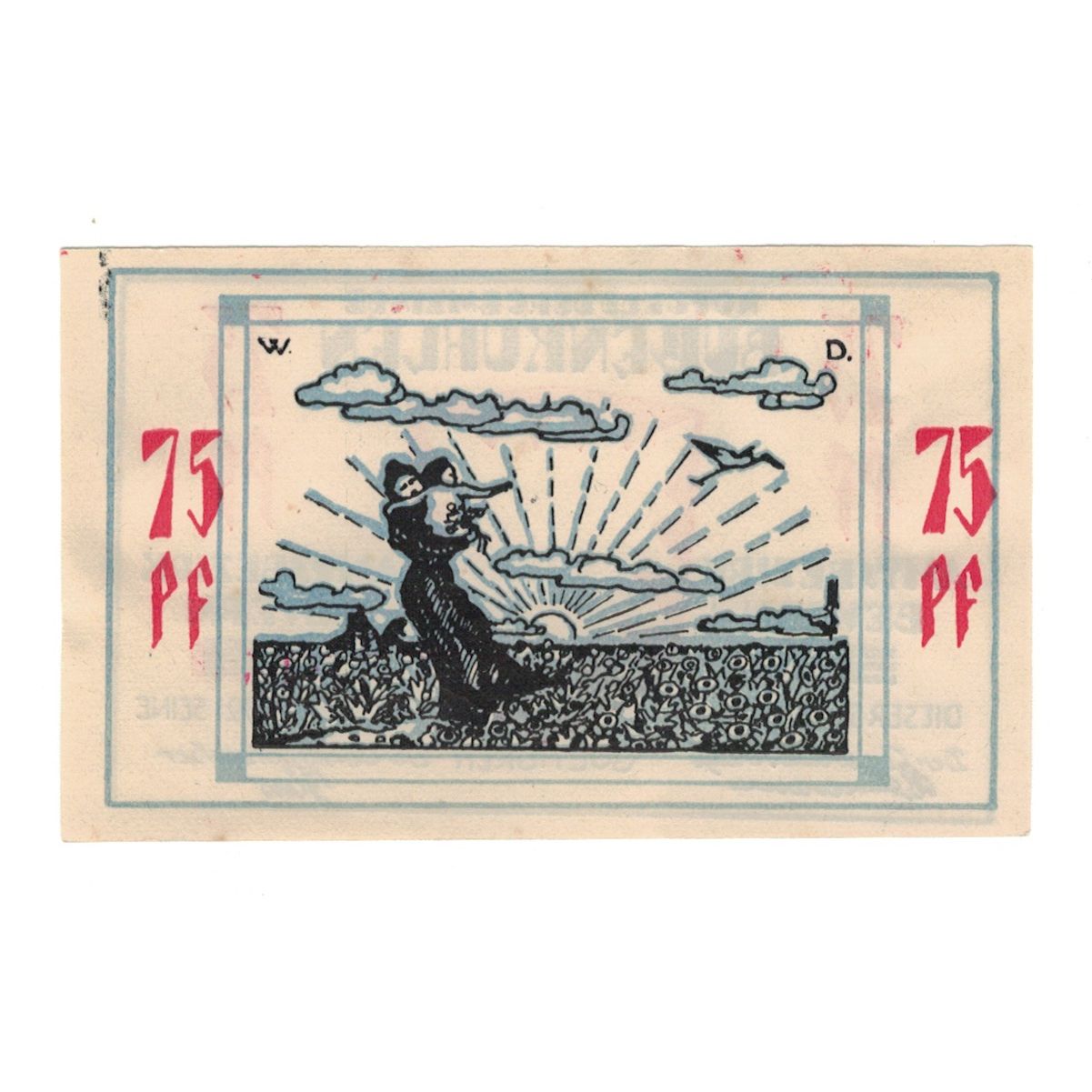 Banknot, Niemcy, Bullenkuhlen Gemeinde, 75 Pfennig, paysage, 1921, 1921-12-31
