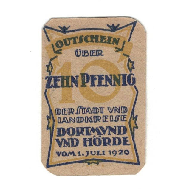 Banknot, Niemcy, Dortmund und Hörde Städte und Kreise, 10 Pfennig, valeur
