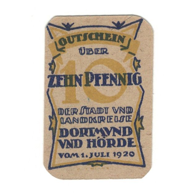Banknot, Niemcy, Dortmund und Hörde Städte und Kreise, 10 Pfennig, Valeur