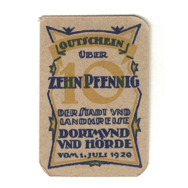 Banknot, Niemcy, Dortmund und Hörde Städte und Kreise, 10 Pfennig, valeur