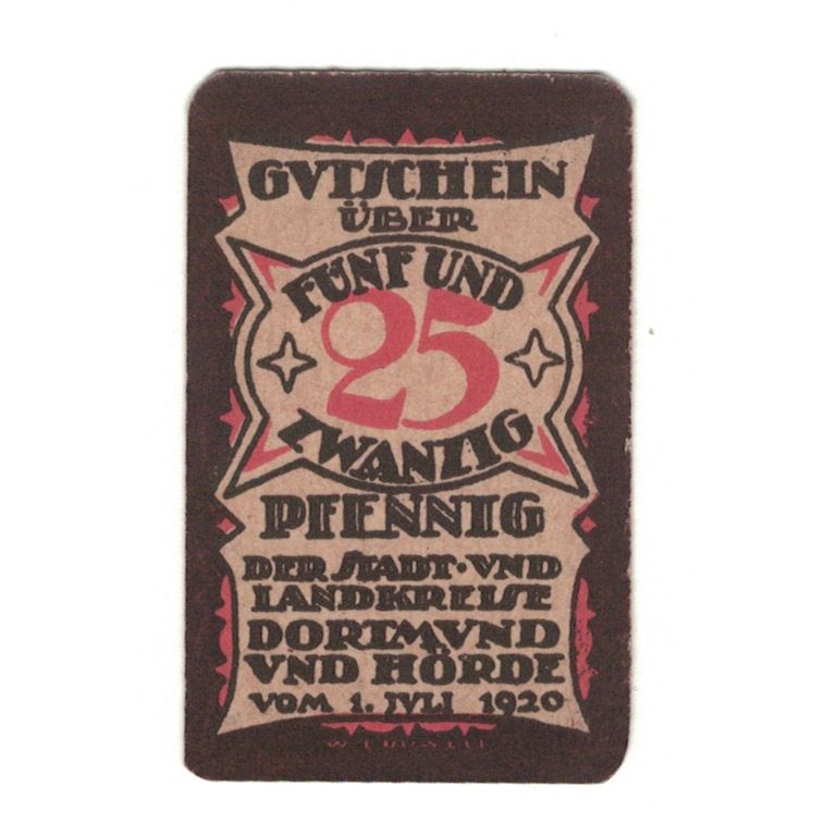 Banknot, Niemcy, Dortmund und Hörde Städte und Kreise, 25 Pfennig, valeur