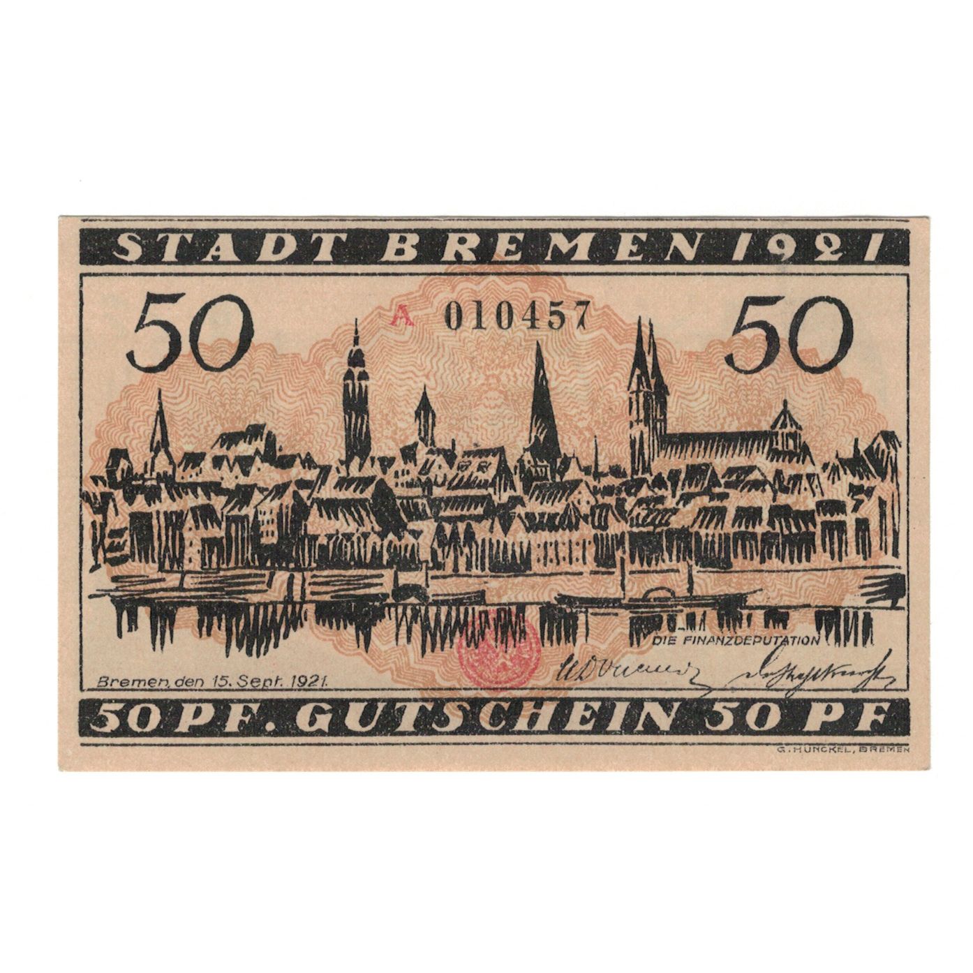 Banknot, Niemcy, Bremen Finanzdeputation, 50 Pfennig, village 1, 1921