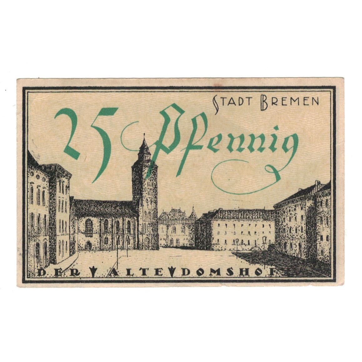 Geldschein, Deutschland, Bremen Finanzdeputation, 25 Pfennig, village 1, 1921
