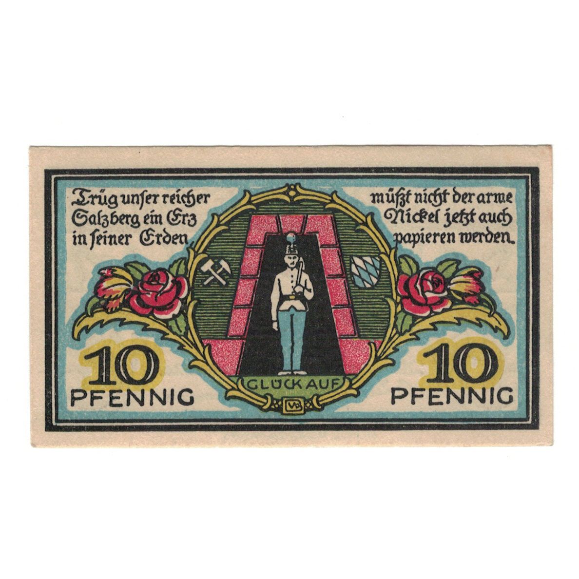 Banknot, Niemcy, Berchtesgaden Marktgemeinde, 10 Pfennig, personnage, 1920