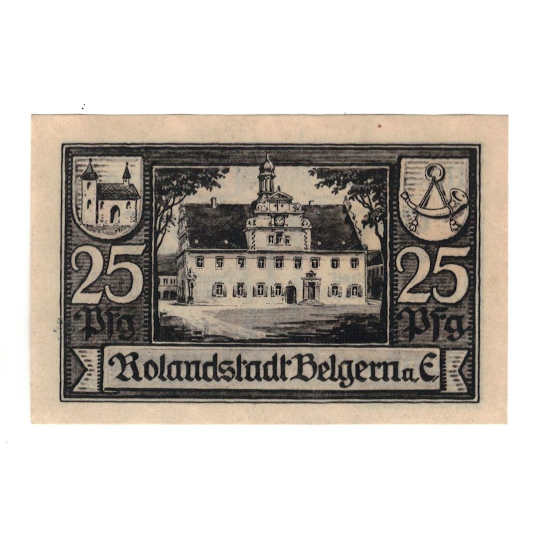 Banknot, Niemcy, Belgern a. Elbe Stadt, 25 Pfennig, Monument, 1921, 1921-11-01