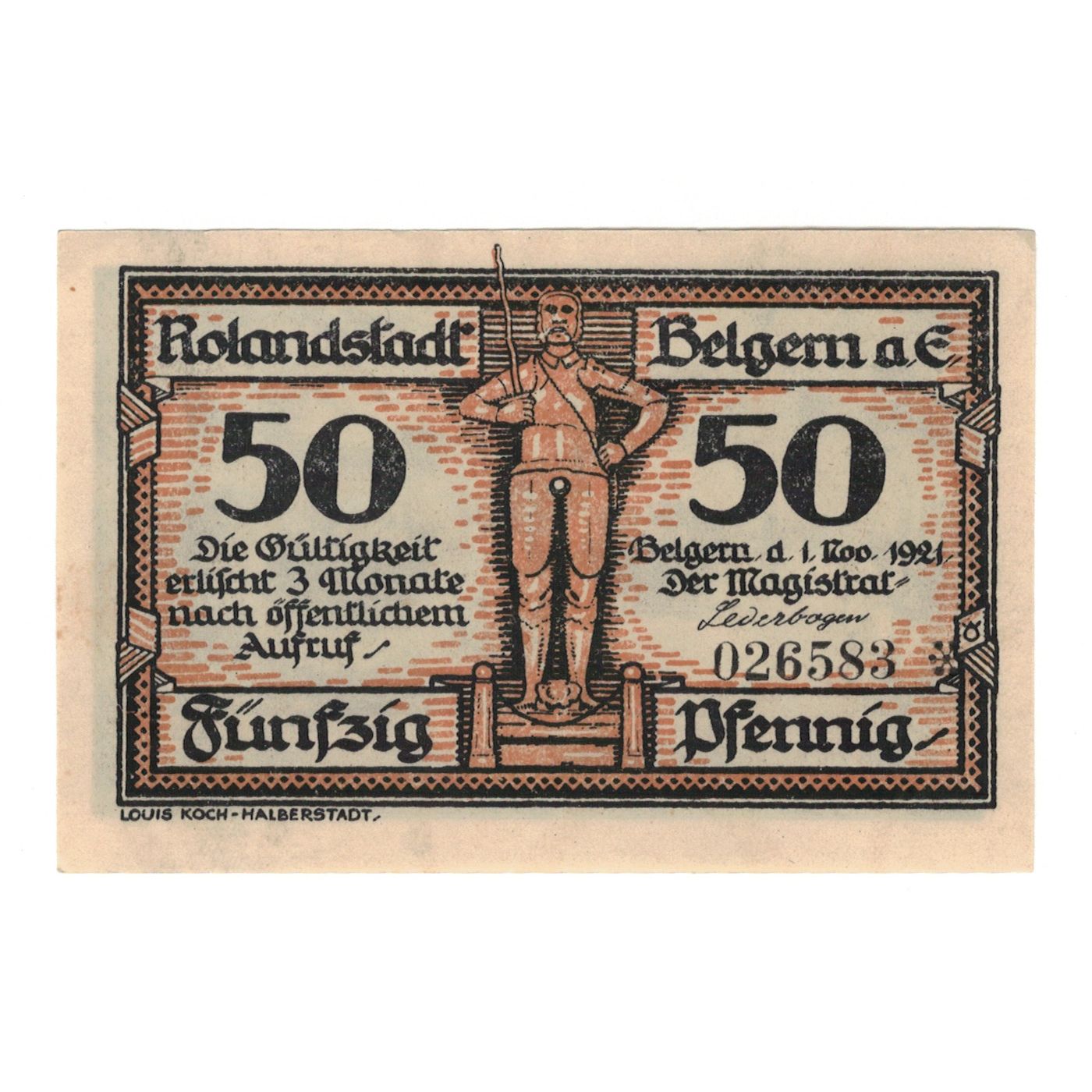 Geldschein, Deutschland, Belgern a. Elbe Stadt, 50 Pfennig, Place 2, 1921