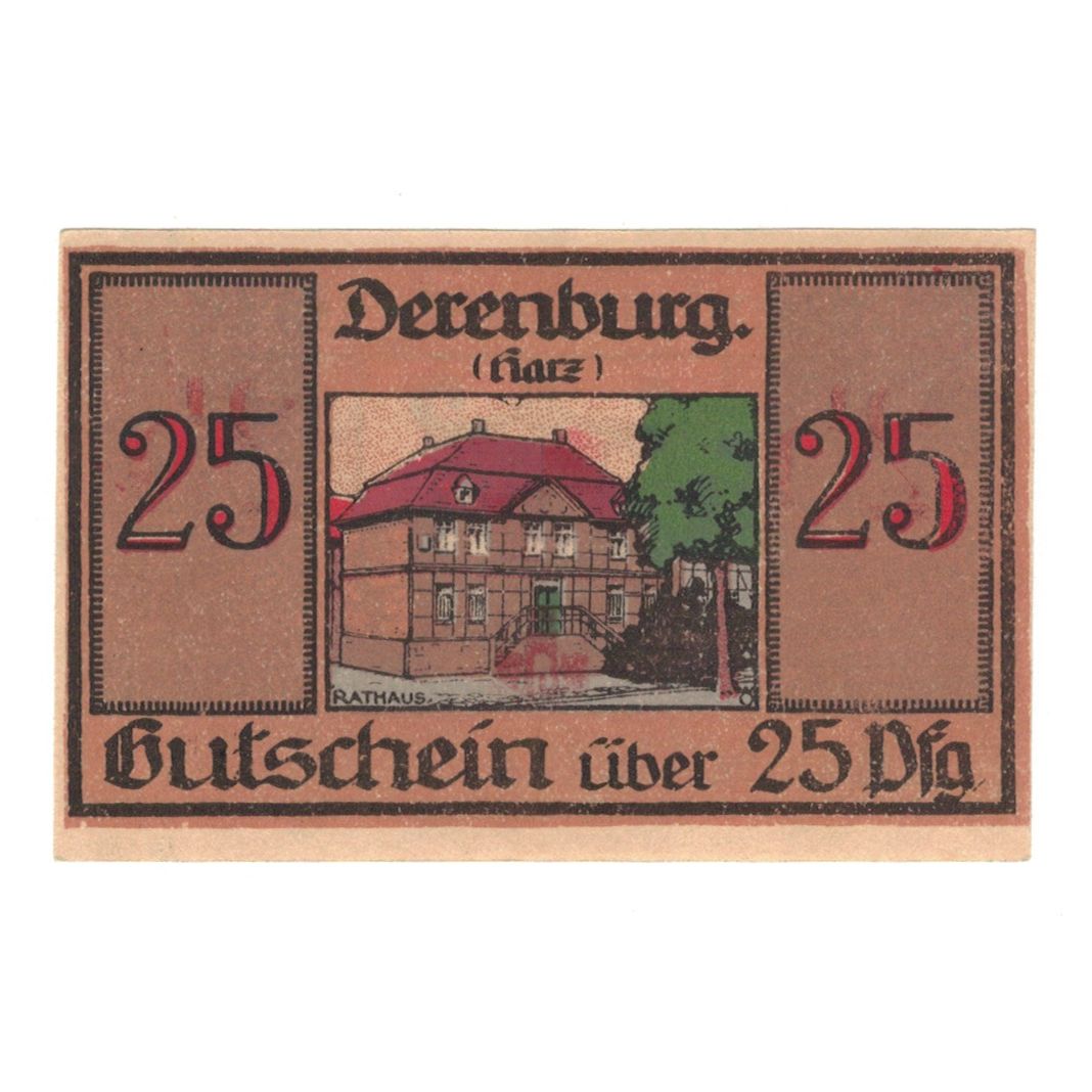 Billet, Allemagne, Derenburg Stadt, 25 Pfennig, paysage, 1920, 1920-12-20, SUP+