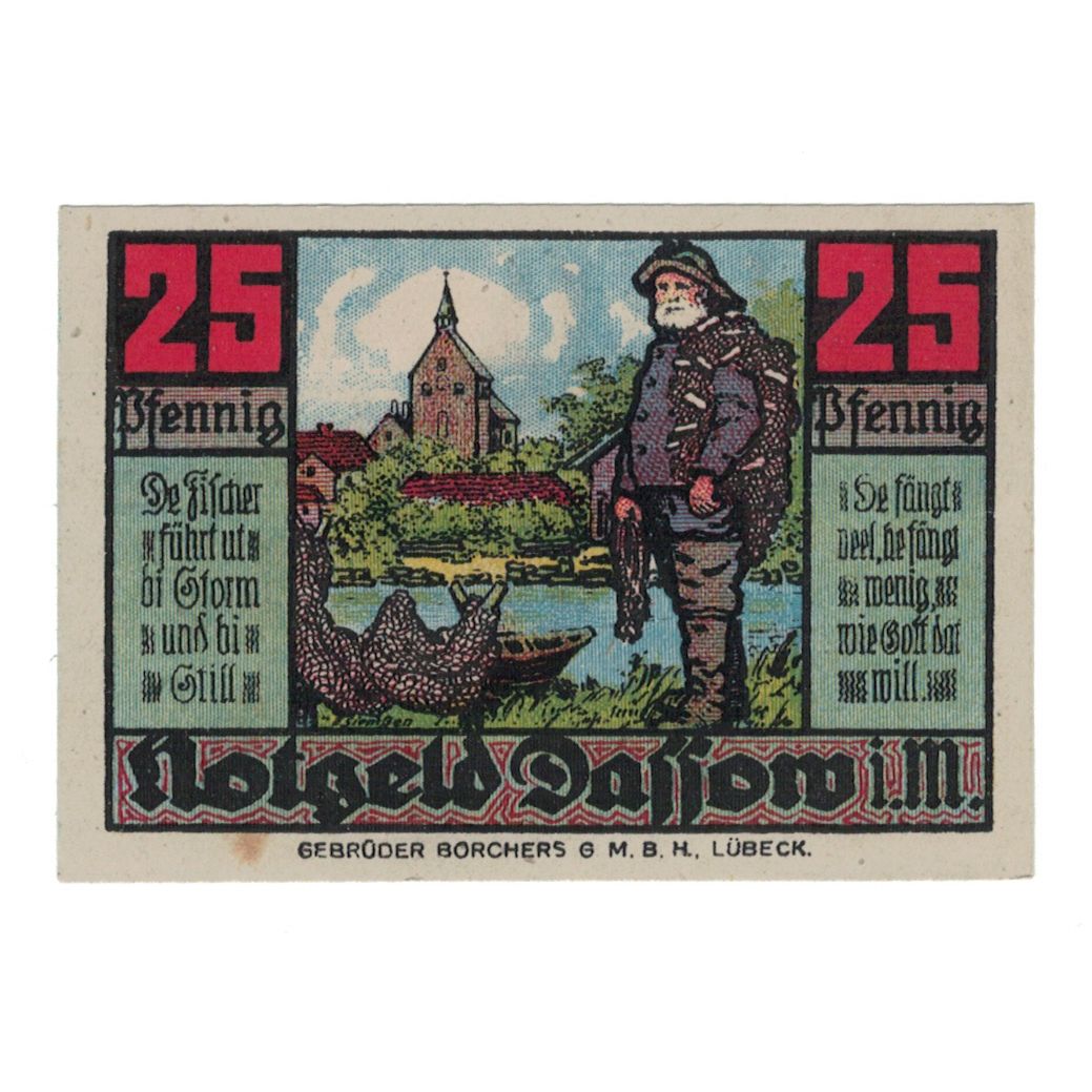 Geldschein, Deutschland, Dassow Gemeinde, 25 Pfennig, personnage, 1922