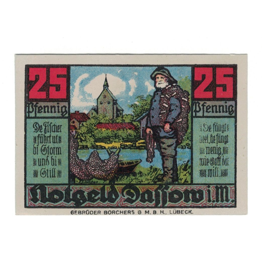 Billete, Alemania, Dassow Gemeinde, 25 Pfennig, personnage 1, 1922, 1922-07-01