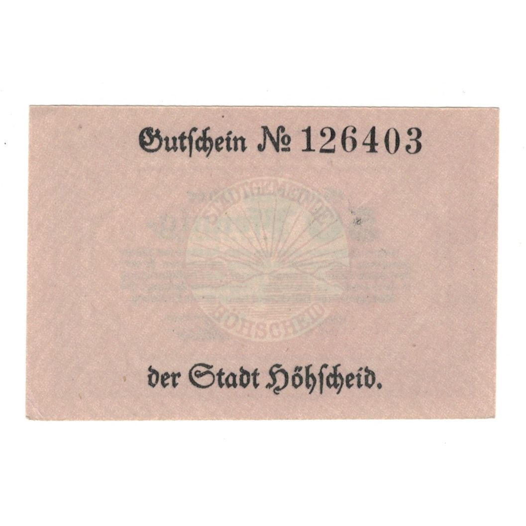 Banknot, Niemcy, Höhscheid Stadt, 50 Pfennig, valeur faciale, 1919, 1919-11-01
