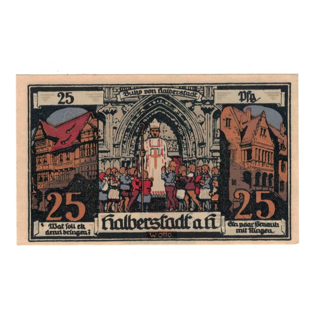 Banknot, Niemcy, Halberstadt Stadt, 25 Pfennig, personnage, 1921, 1921-04-27