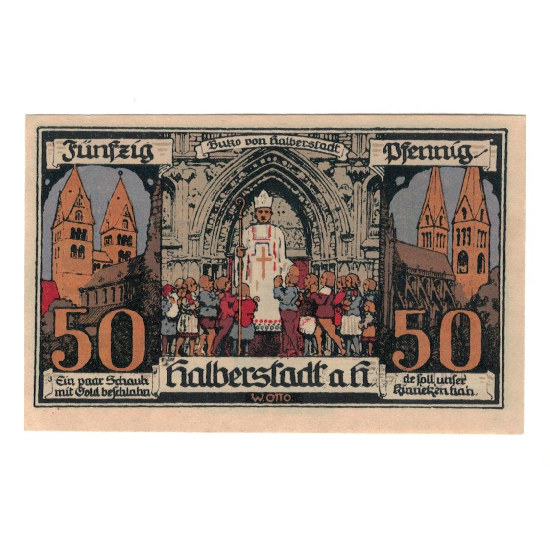 Banknot, Niemcy, Halberstadt Stadt, 50 Pfennig, personnage, 1921, 1921-04-27