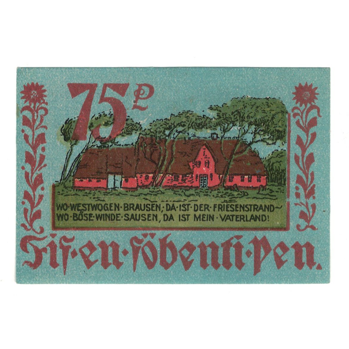 Banknot, Niemcy, Bordelum Gemeinde, 75 Pfennig, Blason, 1921, 1922-03-31