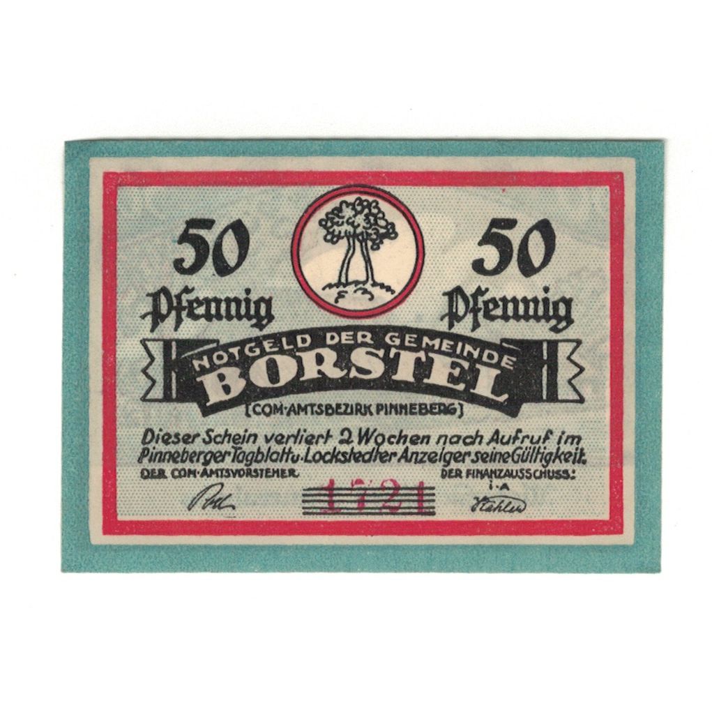 Banknot, Niemcy, Borstel, 50 Pfennig, Maison, 1921, UNC(63), Mehl:145.1