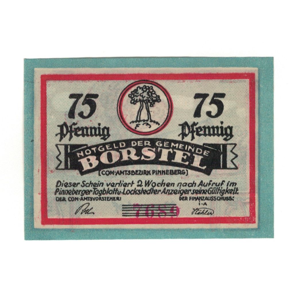 Geldschein, Deutschland, Borstel, 75 Pfennig, ferme 1, 1921, UNZ-, Mehl:145.1