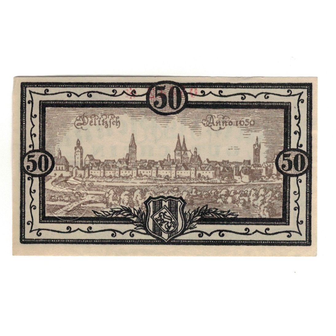 Banconote, Germania, Delitzsch Stadt, 50 Pfennig, paysage, 1919, 1919-08-15