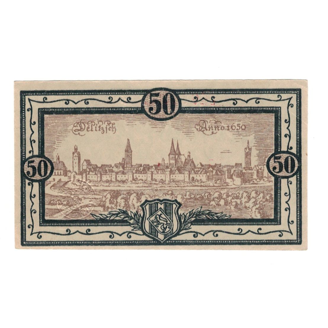Banknot, Niemcy, Delitzsch Stadt, 50 Pfennig, paysage 1, 1919, 1919-08-15