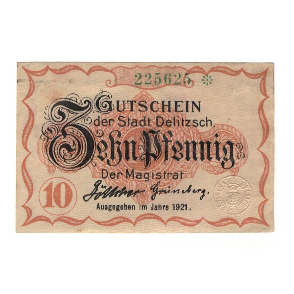 Banknot, Niemcy, Delitzsch Stadt, 10 Pfennig, tour 1, 1919, 1919-08-15