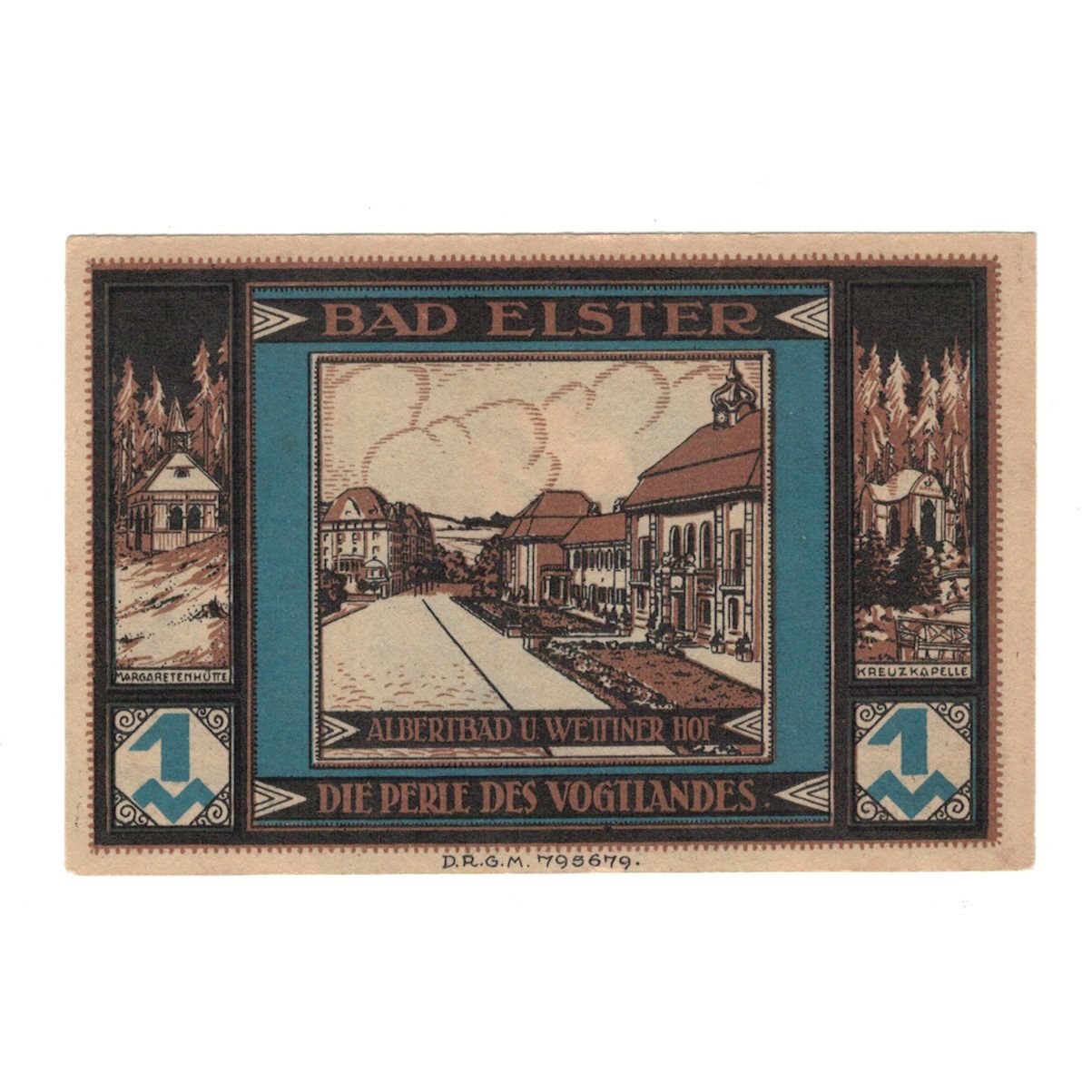 Geldschein, Deutschland, Elster Bad Sparkasse, 1 Mark, Oiseaux 1, VZ