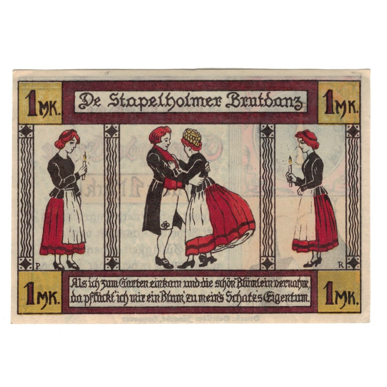 Banknot, Niemcy, Erfde Gemeinde, 1 Mark, personnage, undated (1921), AU(55-58)