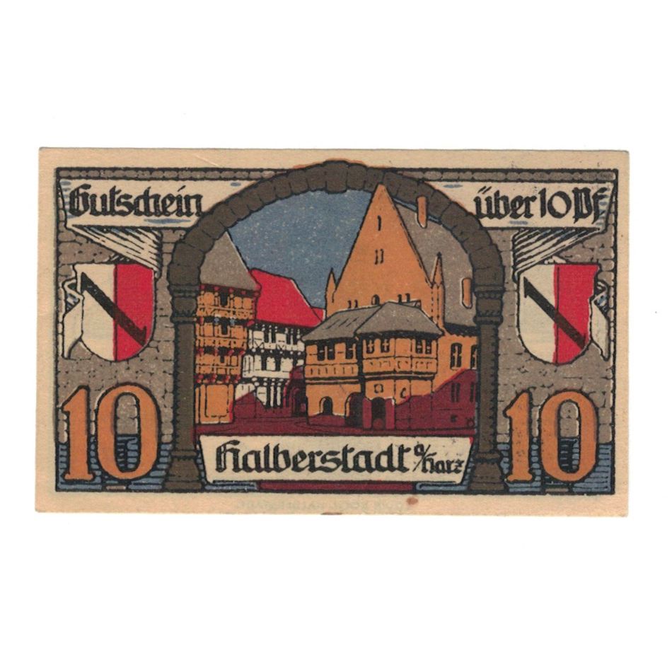 Geldschein, Deutschland, Halberstadt, 10 Pfennig, Maison, 1921, 1921-11-02, VZ+