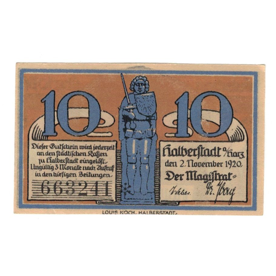 Geldschein, Deutschland, Halberstadt, 10 Pfennig, maison 2, 1921, 1921-11-02
