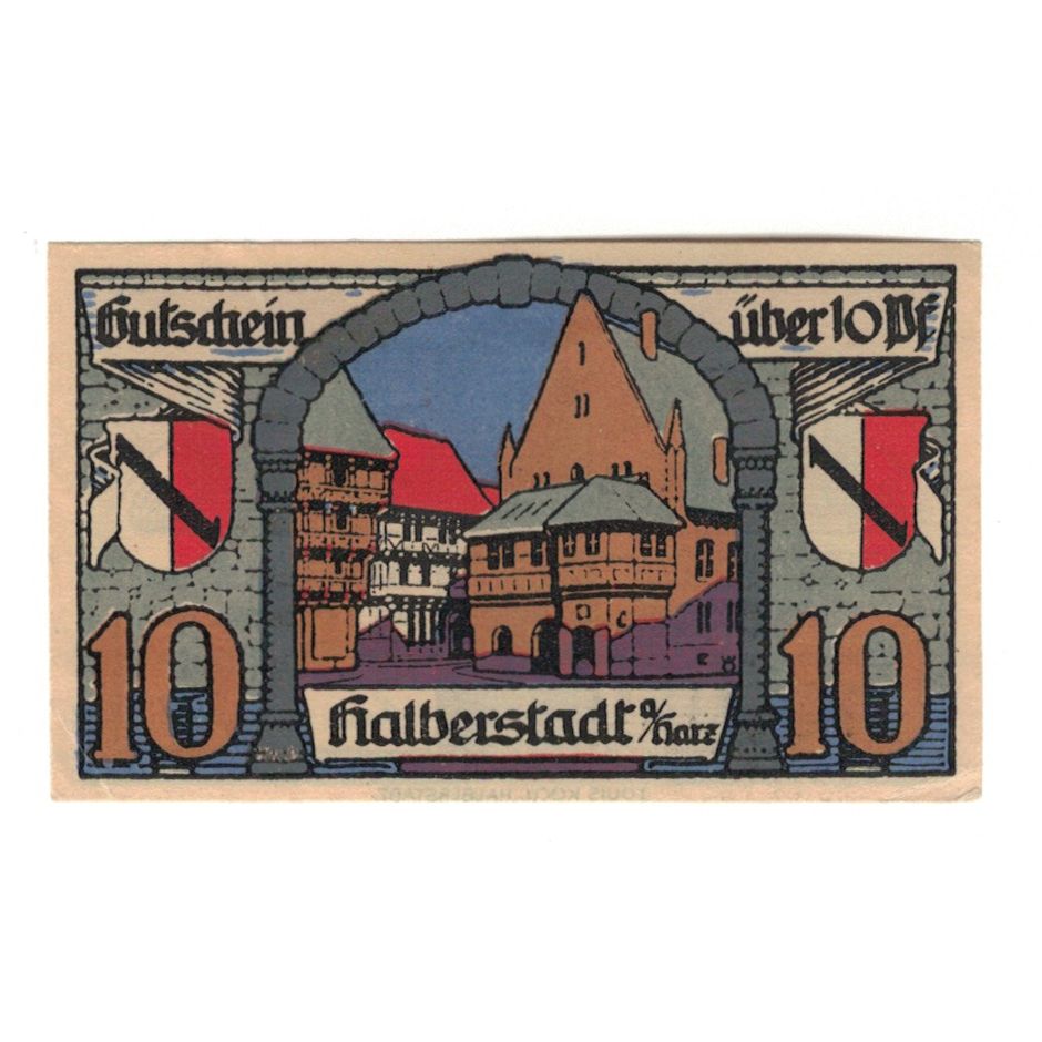 Geldschein, Deutschland, Halberstadt, 10 Pfennig, Maison 4, 1921, 1921-11-02