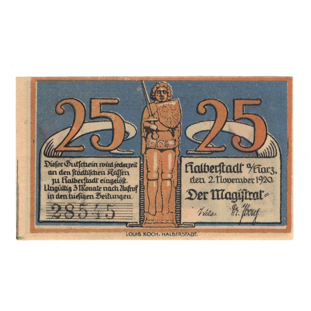 Geldschein, Deutschland, Halberstadt, 25 Pfennig, village, 1921, 1921-11-02
