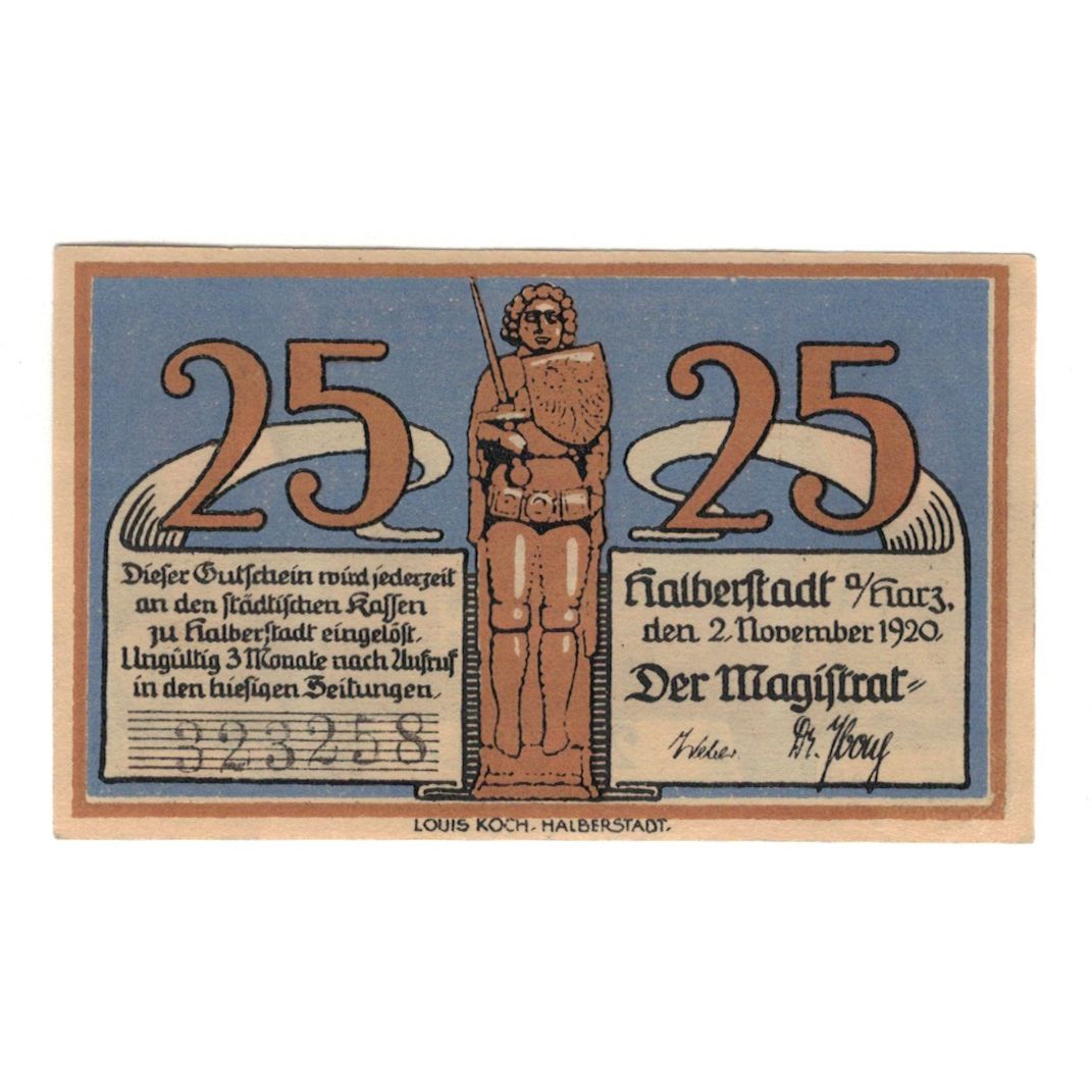 Geldschein, Deutschland, Halberstadt, 25 Pfennig, village 1, 1921, 1921-11-02
