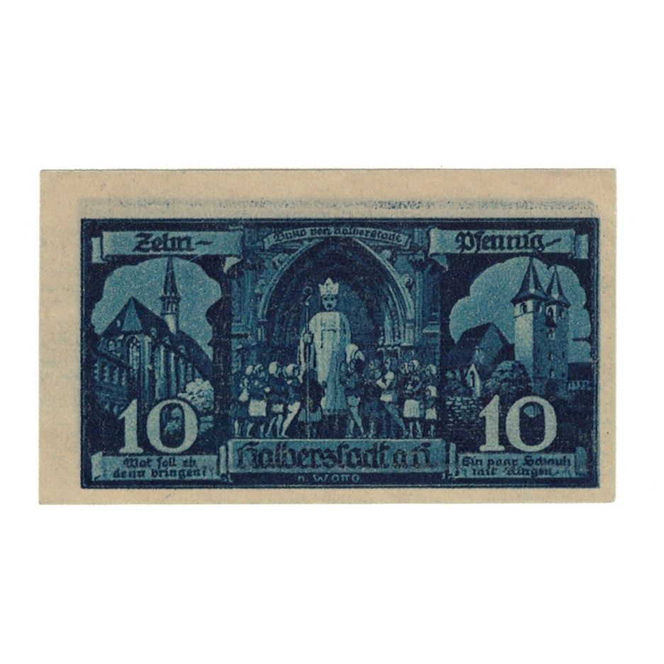 Banknot, Niemcy, Halberstadt, 10 Pfennig, personnage, 1921, 1921-04-27
